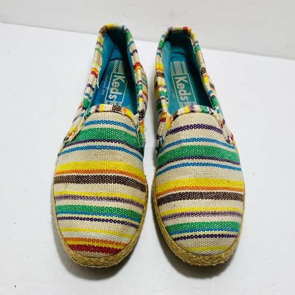 Keds Striped Espadrille Shoes Ethnic Boho Womens 8 Casual Slip On Jute Loafers - Picture 3 of 7